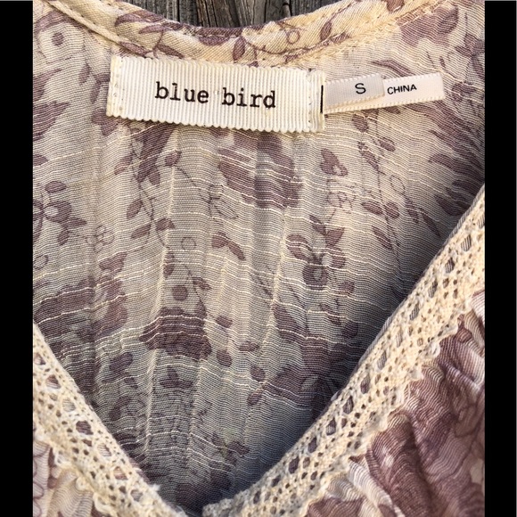 Blue Bird Boho Vibes Button Dress With Lace - Picture 3 of 8